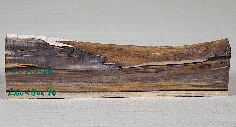 Cc025 Cocusholz Cocus Wood, grünes Ebenholz Stammabschnitt 260 x 50 x 40 mm