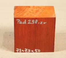 Pad298 Padauk, Coral Wood Block 79 x 79 x 50 mm