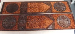Kerb.1 Antique Wood Panel pair with notch carving 1020 x 235 x 7 mm